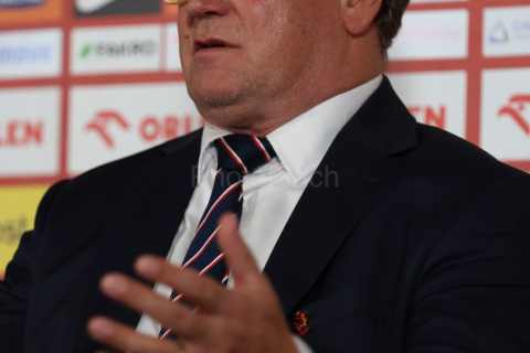 Coach of polish national team in football (soccer) JAN URBAN of Poland during the press conference in Warsaw (Poland).