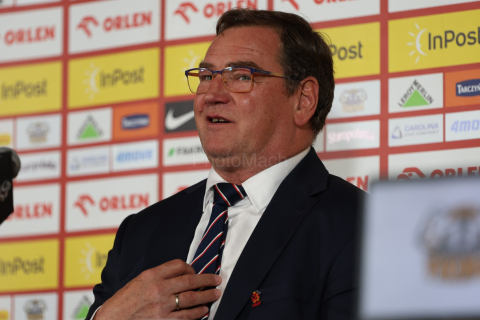 Coach of polish national team in football (soccer) JAN URBAN of Poland during the press conference in Warsaw (Poland).